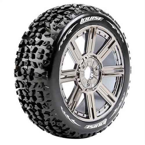 LOUISE RC B-MAZINGER 1/8 FR/ RR SOFT HEX 17MM SPOKE BLACK CHROME